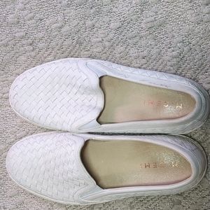 M. Gemi White Leather Slip On Loafers